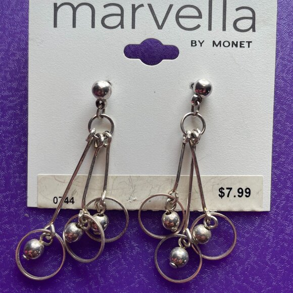 Bundle 3 for $12.  Marvella by Monet Silver Toned Dangle Earrings - Picture 1 of 2